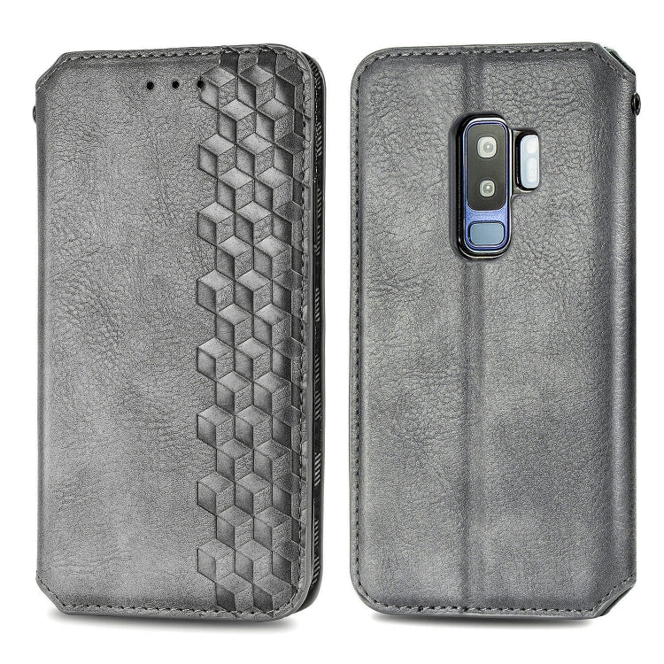 For Samsung Galaxy S9 Plus Cubic Grid Pressed Horizontal Flip Magnetic Leather Case with Holder & Card Slots & Wallet
