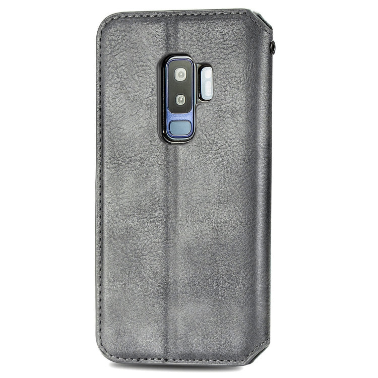 For Samsung Galaxy S9 Plus Cubic Grid Pressed Horizontal Flip Magnetic Leather Case with Holder & Card Slots & Wallet
