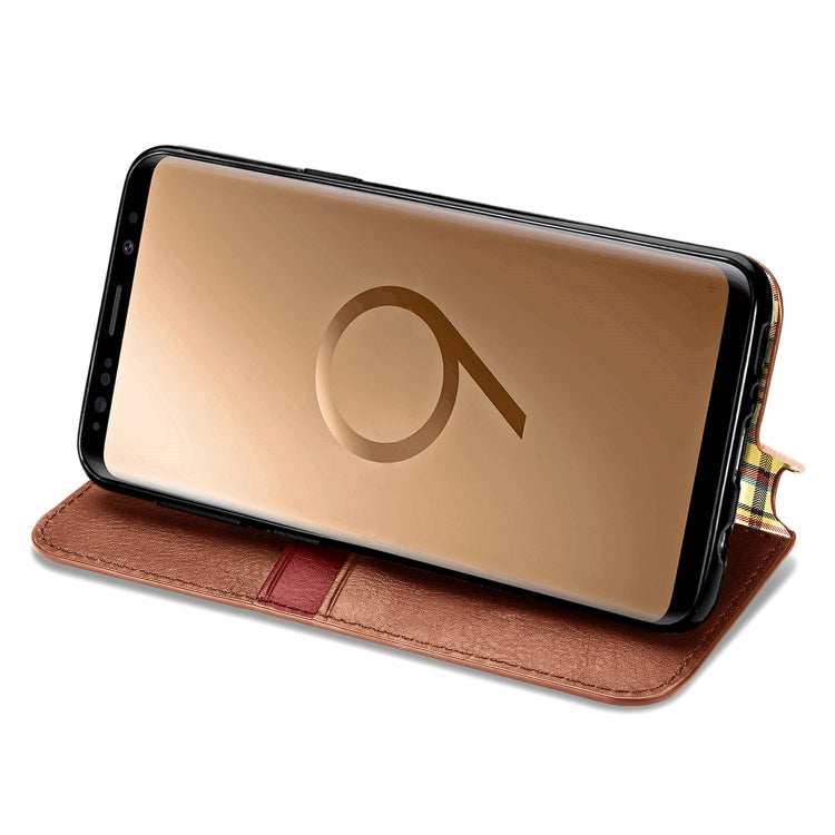 For Samsung Galaxy S9 Plus Cubic Grid Pressed Horizontal Flip Magnetic Leather Case with Holder & Card Slots & Wallet