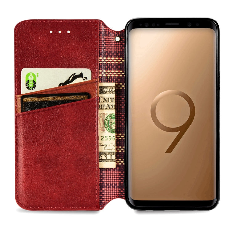 For Samsung Galaxy S9 Plus Cubic Grid Pressed Horizontal Flip Magnetic Leather Case with Holder & Card Slots & Wallet