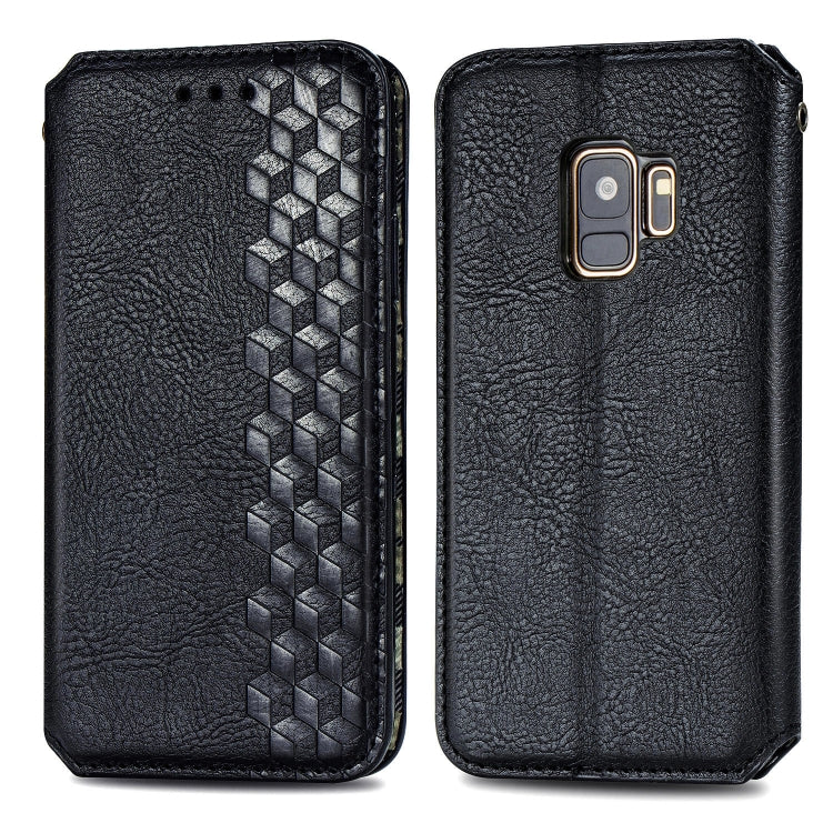 For Samsung Galaxy S9 Cubic Grid Pressed Horizontal Flip Magnetic Leather Case with Holder & Card Slots & Wallet