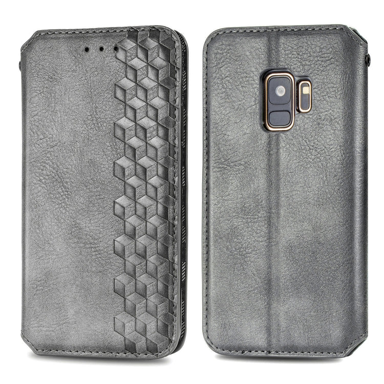 For Samsung Galaxy S9 Cubic Grid Pressed Horizontal Flip Magnetic Leather Case with Holder & Card Slots & Wallet