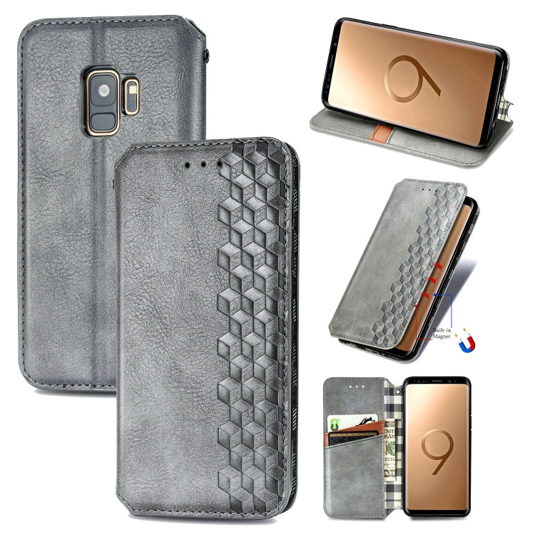For Samsung Galaxy S9 Cubic Grid Pressed Horizontal Flip Magnetic Leather Case with Holder & Card Slots & Wallet