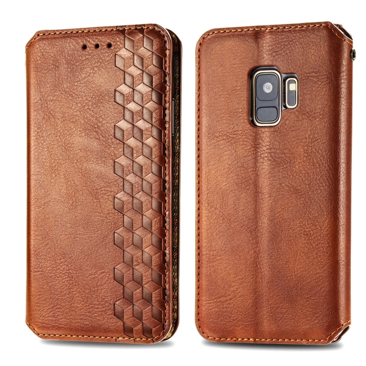 For Samsung Galaxy S9 Cubic Grid Pressed Horizontal Flip Magnetic Leather Case with Holder & Card Slots & Wallet
