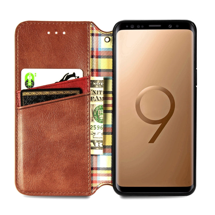 For Samsung Galaxy S9 Cubic Grid Pressed Horizontal Flip Magnetic Leather Case with Holder & Card Slots & Wallet
