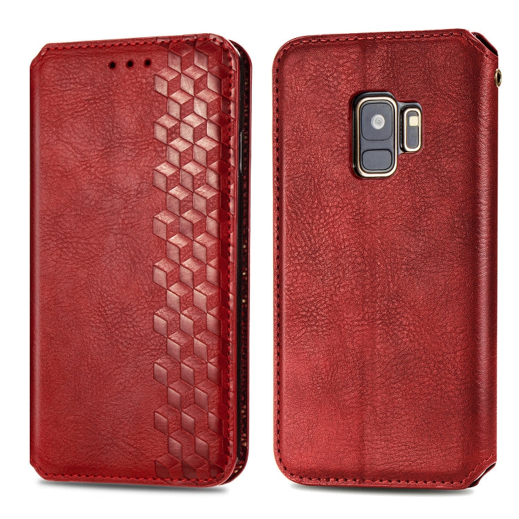 For Samsung Galaxy S9 Cubic Grid Pressed Horizontal Flip Magnetic Leather Case with Holder & Card Slots & Wallet