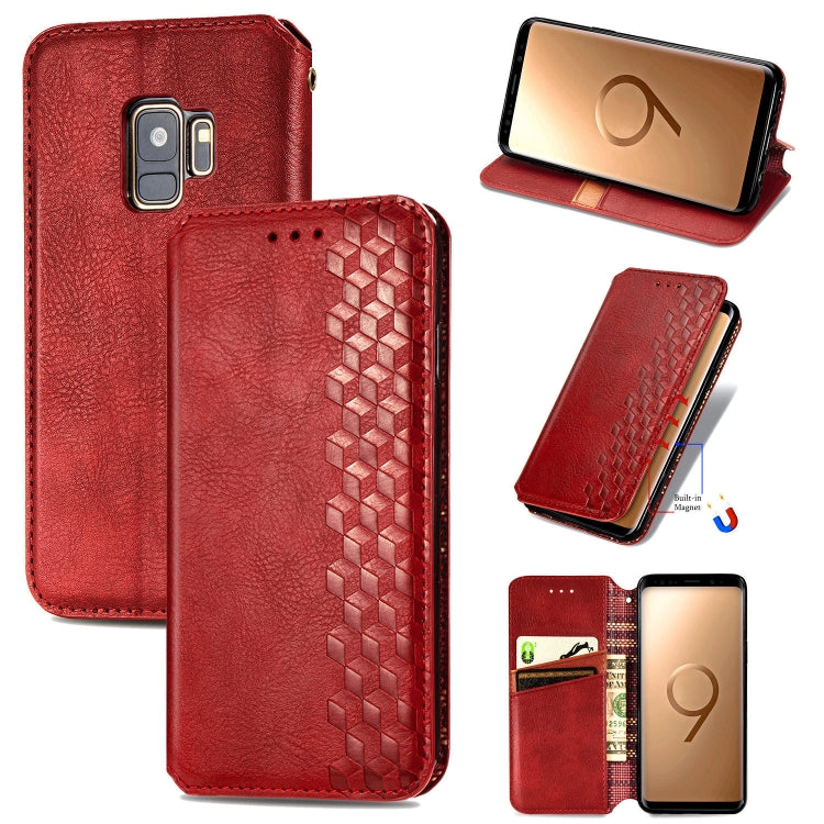 For Samsung Galaxy S9 Cubic Grid Pressed Horizontal Flip Magnetic Leather Case with Holder & Card Slots & Wallet