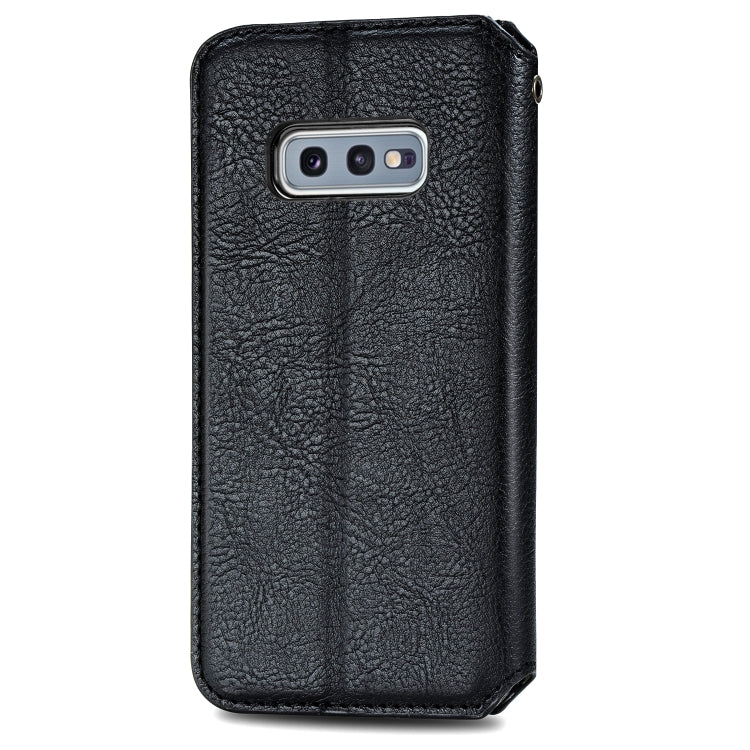 For Samsung Galaxy S10e Cubic Grid Pressed Horizontal Flip Magnetic Leather Case with Holder & Card Slots & Wallet