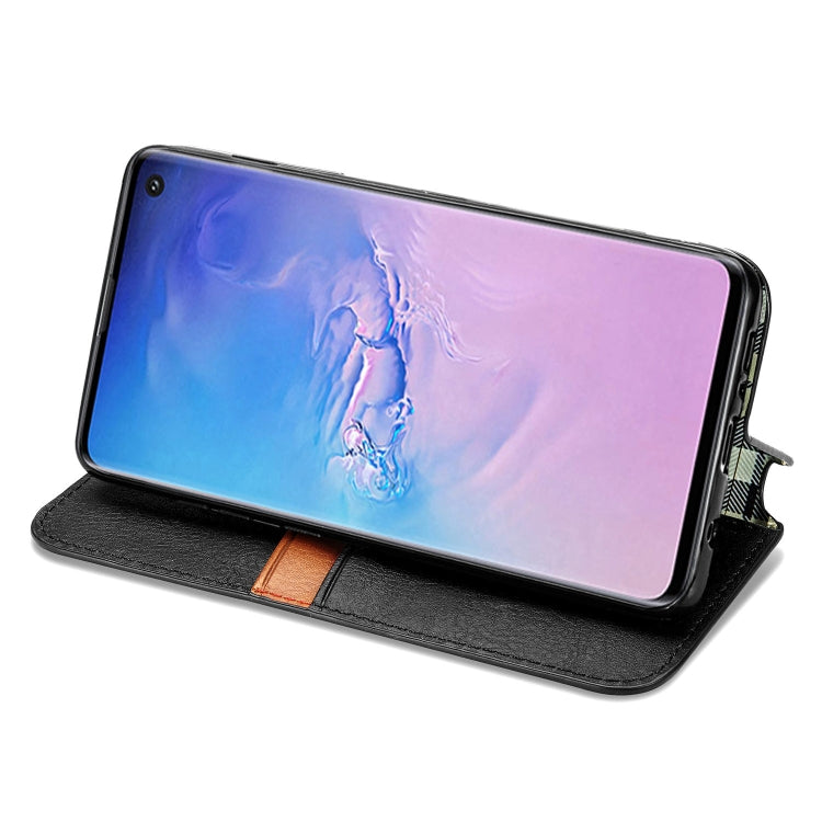 For Samsung Galaxy S10e Cubic Grid Pressed Horizontal Flip Magnetic Leather Case with Holder & Card Slots & Wallet
