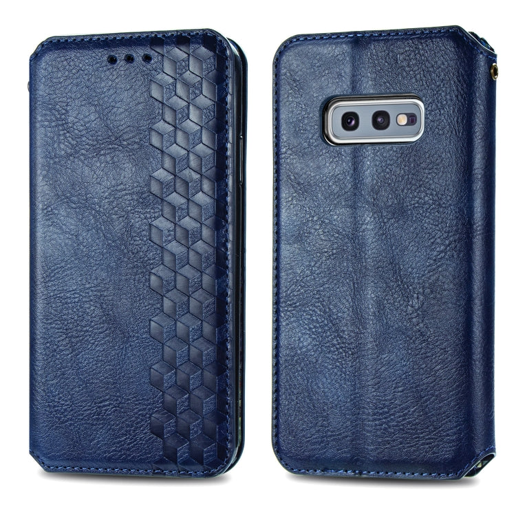 For Samsung Galaxy S10e Cubic Grid Pressed Horizontal Flip Magnetic Leather Case with Holder & Card Slots & Wallet