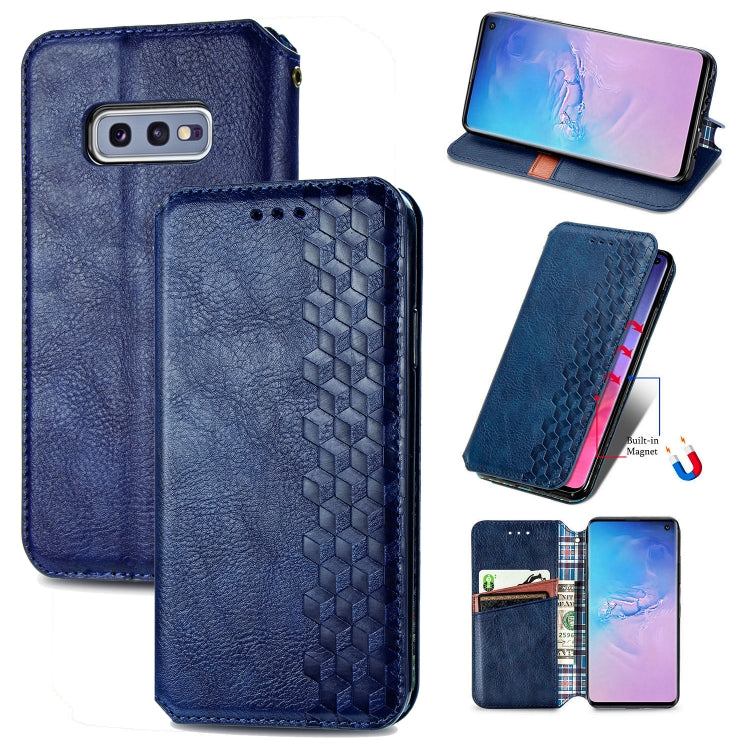 For Samsung Galaxy S10e Cubic Grid Pressed Horizontal Flip Magnetic Leather Case with Holder & Card Slots & Wallet