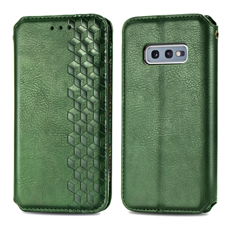 For Samsung Galaxy S10e Cubic Grid Pressed Horizontal Flip Magnetic Leather Case with Holder & Card Slots & Wallet