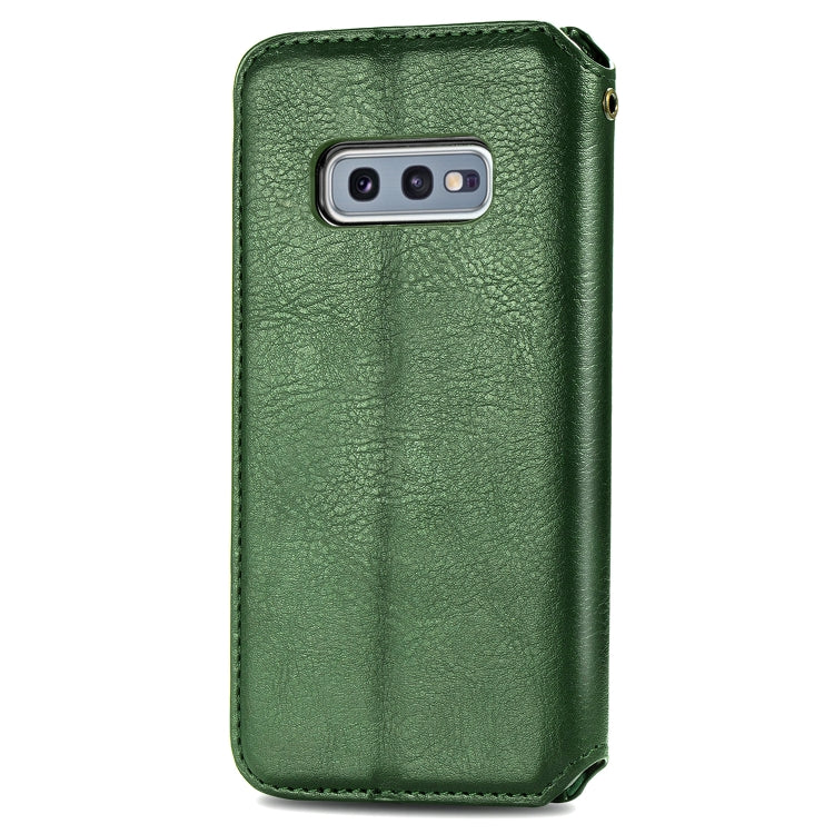 For Samsung Galaxy S10e Cubic Grid Pressed Horizontal Flip Magnetic Leather Case with Holder & Card Slots & Wallet