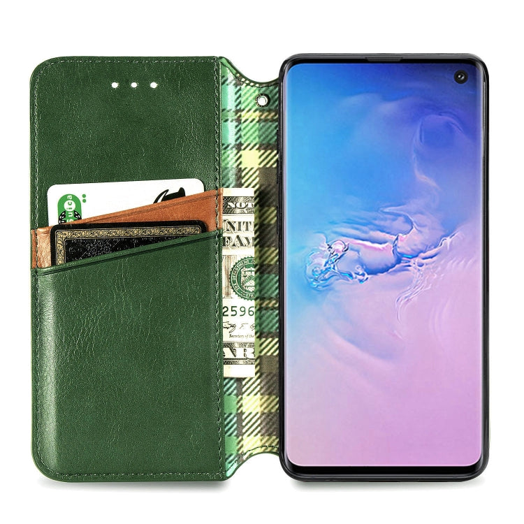 For Samsung Galaxy S10e Cubic Grid Pressed Horizontal Flip Magnetic Leather Case with Holder & Card Slots & Wallet