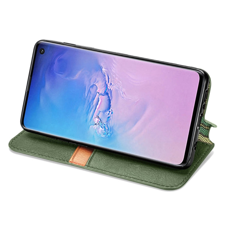 For Samsung Galaxy S10e Cubic Grid Pressed Horizontal Flip Magnetic Leather Case with Holder & Card Slots & Wallet