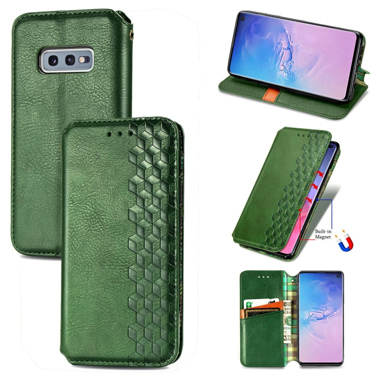 For Samsung Galaxy S10e Cubic Grid Pressed Horizontal Flip Magnetic Leather Case with Holder & Card Slots & Wallet