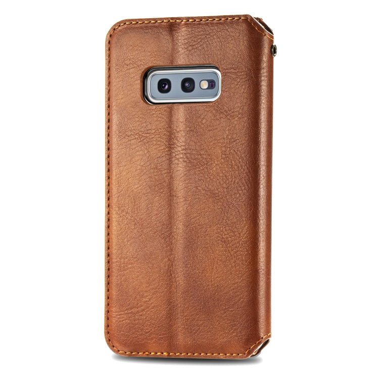 For Samsung Galaxy S10e Cubic Grid Pressed Horizontal Flip Magnetic Leather Case with Holder & Card Slots & Wallet