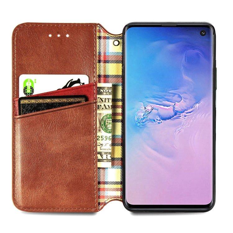 For Samsung Galaxy S10e Cubic Grid Pressed Horizontal Flip Magnetic Leather Case with Holder & Card Slots & Wallet