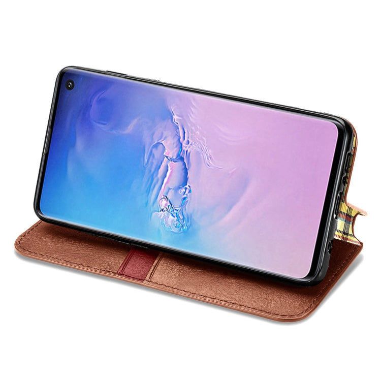 For Samsung Galaxy S10e Cubic Grid Pressed Horizontal Flip Magnetic Leather Case with Holder & Card Slots & Wallet