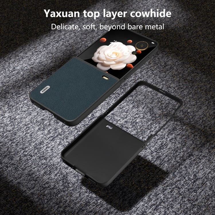 For Honor Magic V Flip ABEEL Genuine Leather Wave Black Edge Phone Case