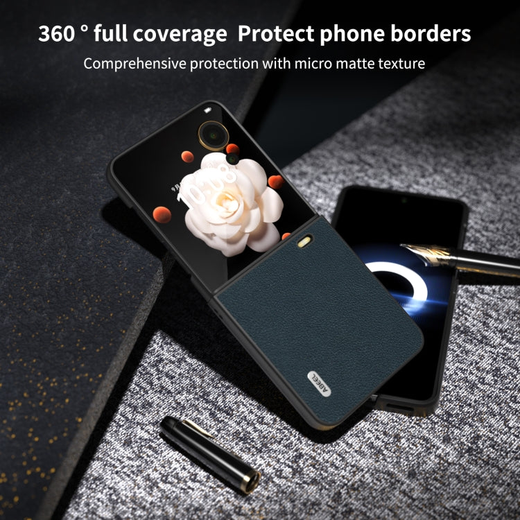 For Honor Magic V Flip ABEEL Genuine Leather Wave Black Edge Phone Case
