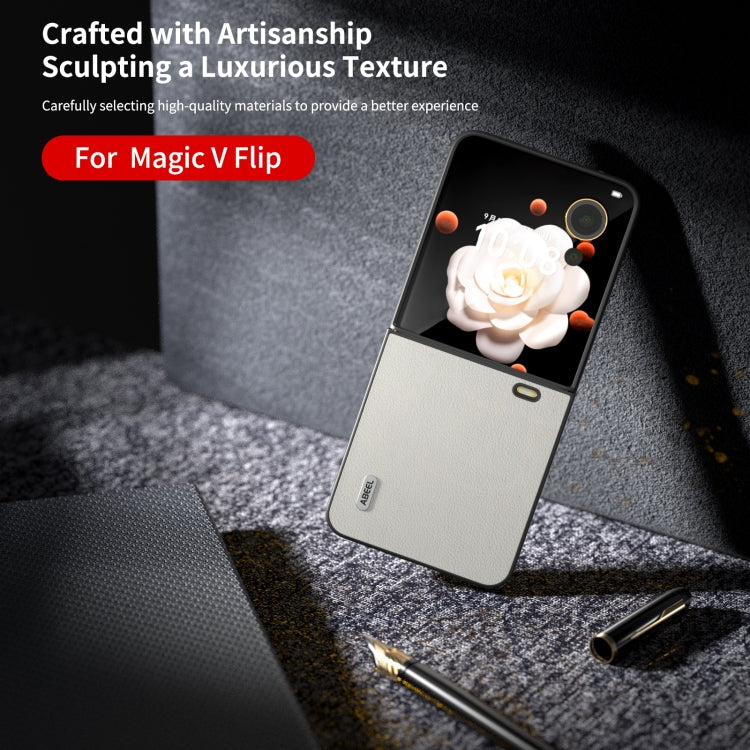 For Honor Magic V Flip ABEEL Genuine Leather Wave Black Edge Phone Case