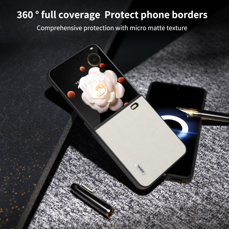 For Honor Magic V Flip ABEEL Genuine Leather Wave Black Edge Phone Case
