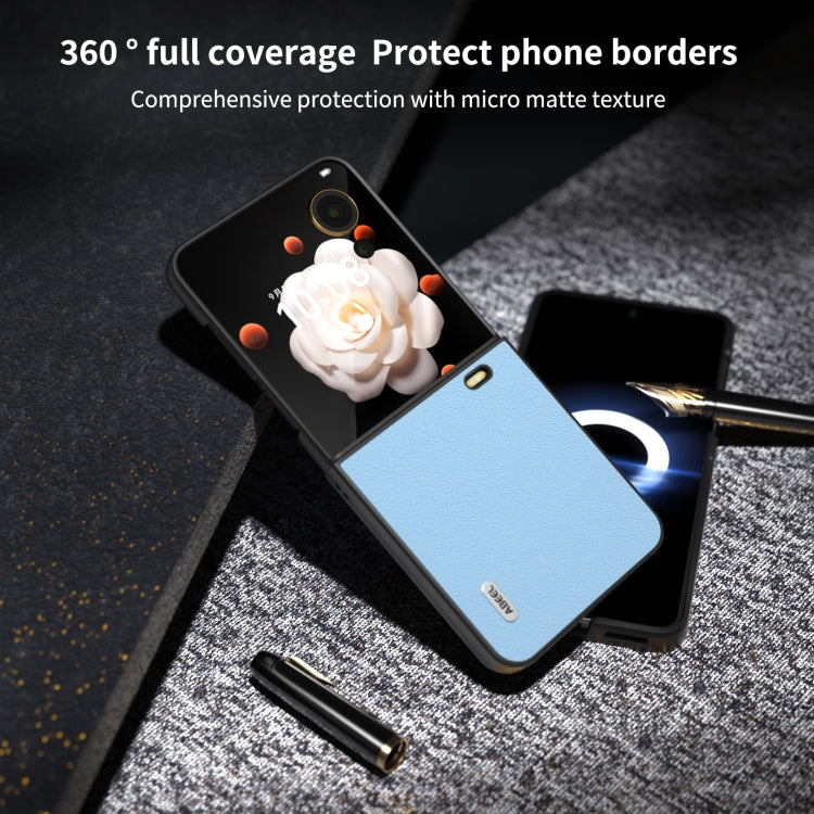 For Honor Magic V Flip ABEEL Genuine Leather Wave Black Edge Phone Case