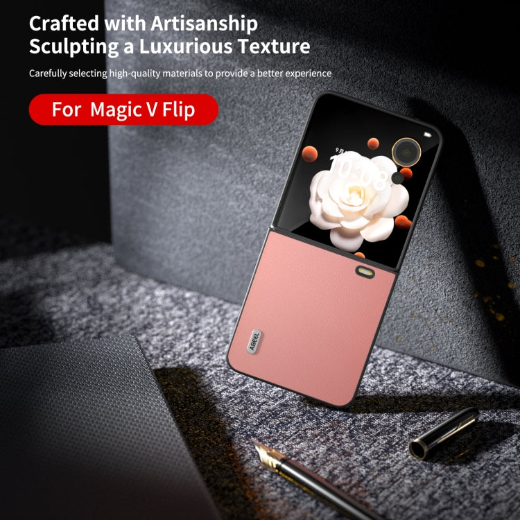 For Honor Magic V Flip ABEEL Genuine Leather Wave Black Edge Phone Case