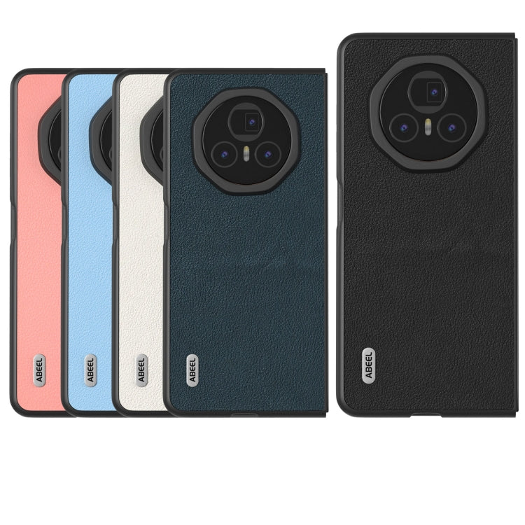 For Honor Magic V3 ABEEL Genuine Leather Wave Black Edge Phone Case