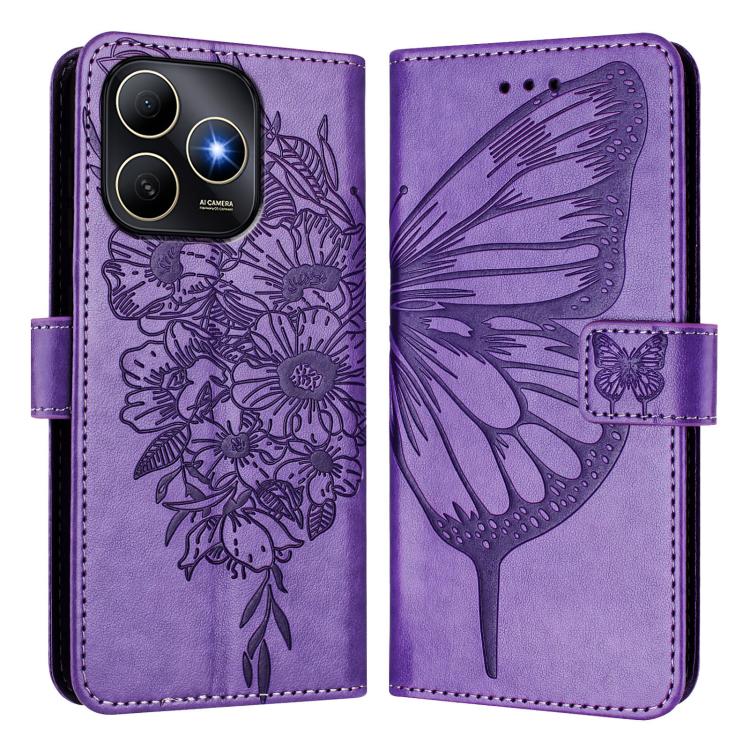 For Huawei Enjoy 80s 4G Embossed Butterfly Leather Phone Case