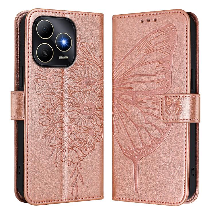 For Huawei Enjoy 80s 4G Embossed Butterfly Leather Phone Case