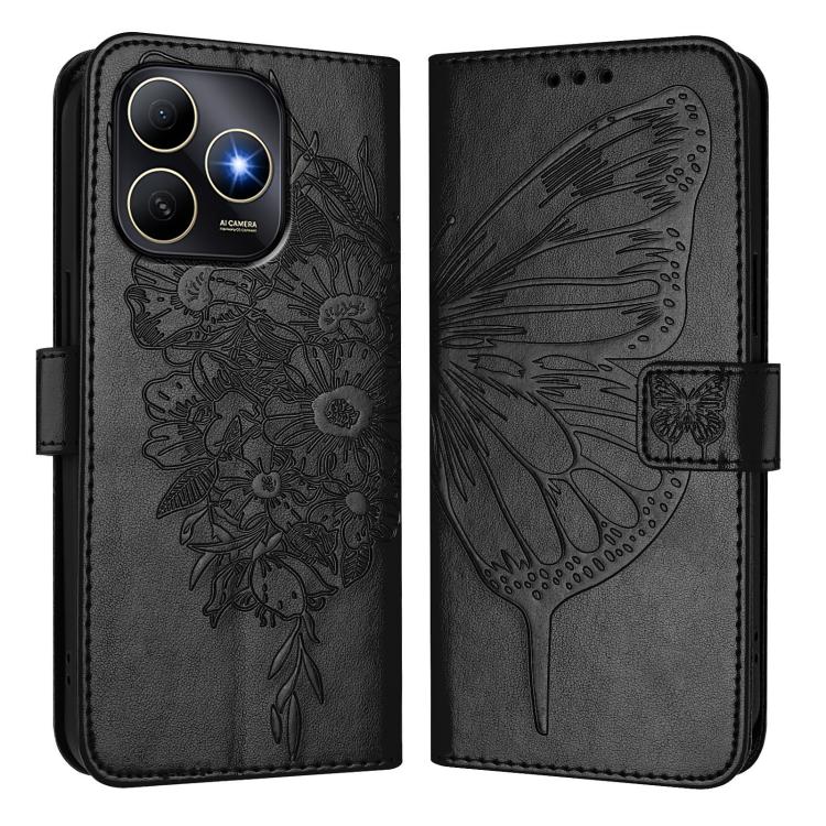 For Huawei Enjoy 80s 4G Embossed Butterfly Leather Phone Case