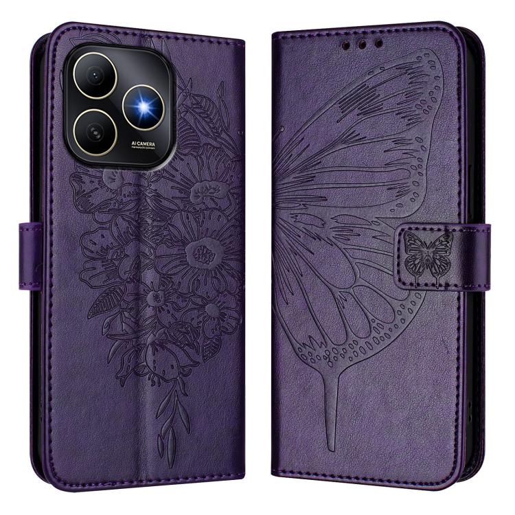 For Huawei Enjoy 80s 4G Embossed Butterfly Leather Phone Case
