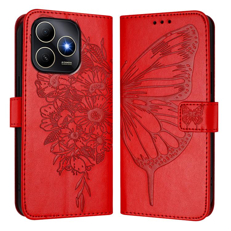 For Huawei Enjoy 80s 4G Embossed Butterfly Leather Phone Case