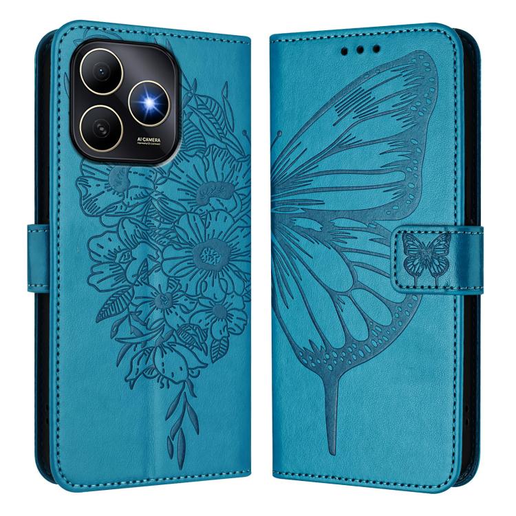 For Huawei Enjoy 80s 4G Embossed Butterfly Leather Phone Case
