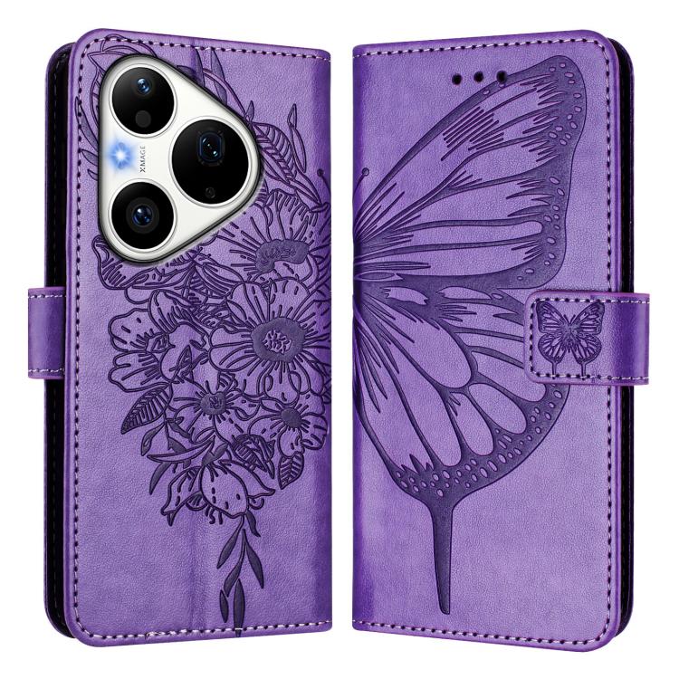 For Huawei Pura 90 Pro 5G Embossed Butterfly Leather Phone Case