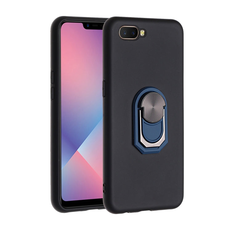 For OPPO A5 PC + TPU Shockproof Protective Case with Ring Holder(Blue)