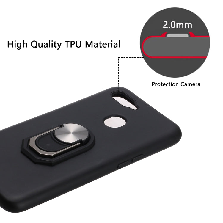 For OPPO A7 (2018) PC + TPU Shockproof Protective Case with Ring Holder(Black)