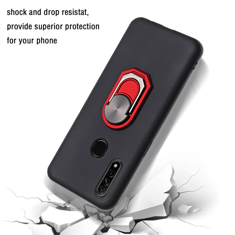 For OPPO A31 (2020) PC + TPU Shockproof Protective Case with Ring Holder(Red)