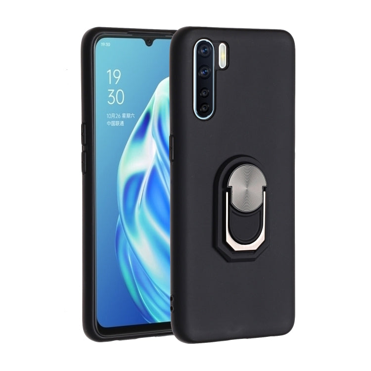 For OPPO A91 PC + TPU Shockproof Protective Case with Ring Holder(Black)