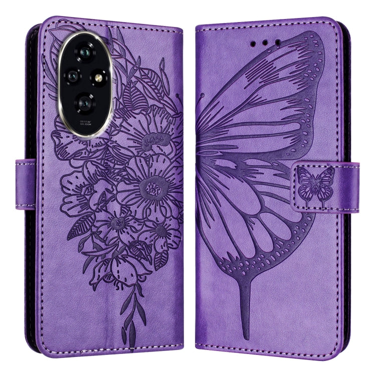 For Honor 200 Pro Embossed Butterfly Leather Phone Case