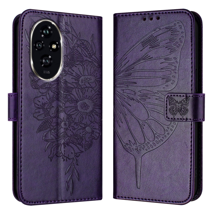 For Honor 200 Pro Embossed Butterfly Leather Phone Case