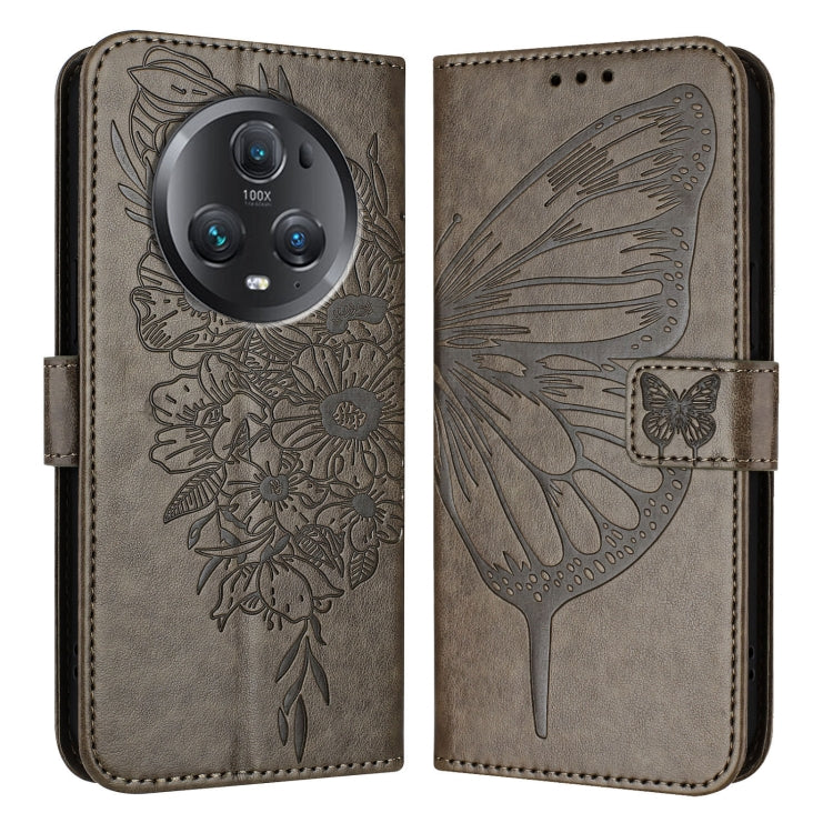 For Honor Magic5 Pro Embossed Butterfly Leather Phone Case