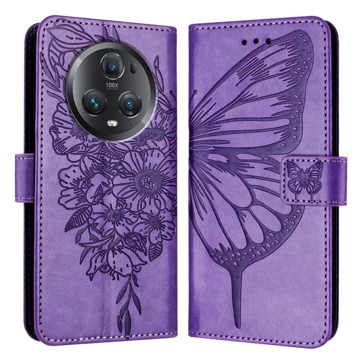 For Honor Magic5 Pro Embossed Butterfly Leather Phone Case