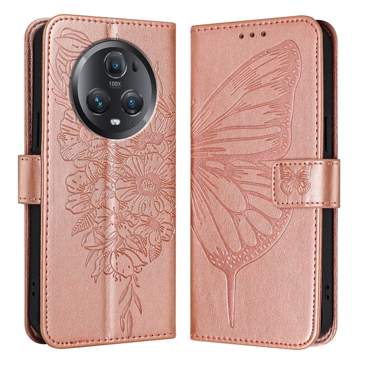 For Honor Magic5 Pro Embossed Butterfly Leather Phone Case