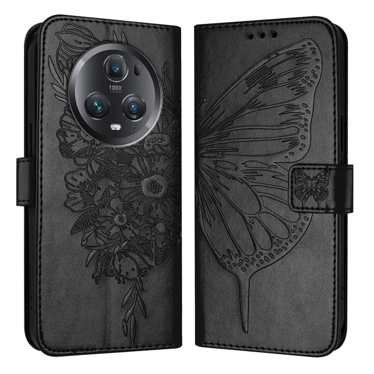 For Honor Magic5 Pro Embossed Butterfly Leather Phone Case