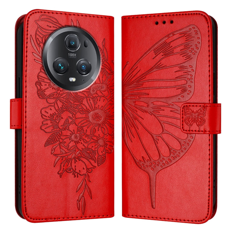 For Honor Magic5 Pro Embossed Butterfly Leather Phone Case