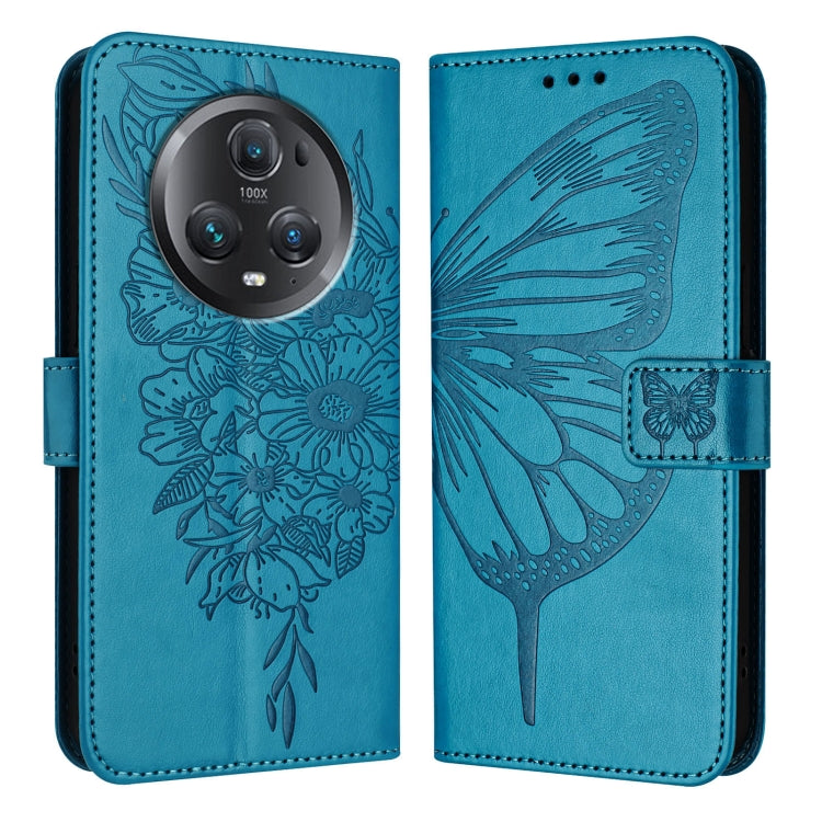 For Honor Magic5 Pro Embossed Butterfly Leather Phone Case