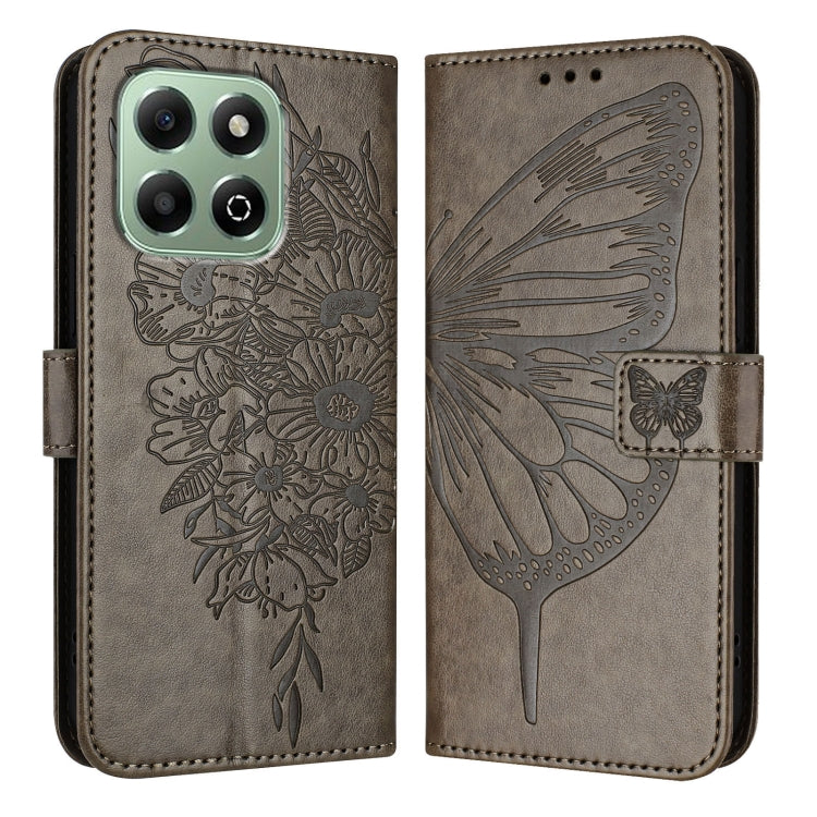 For Honor X6b Embossed Butterfly Leather Phone Case